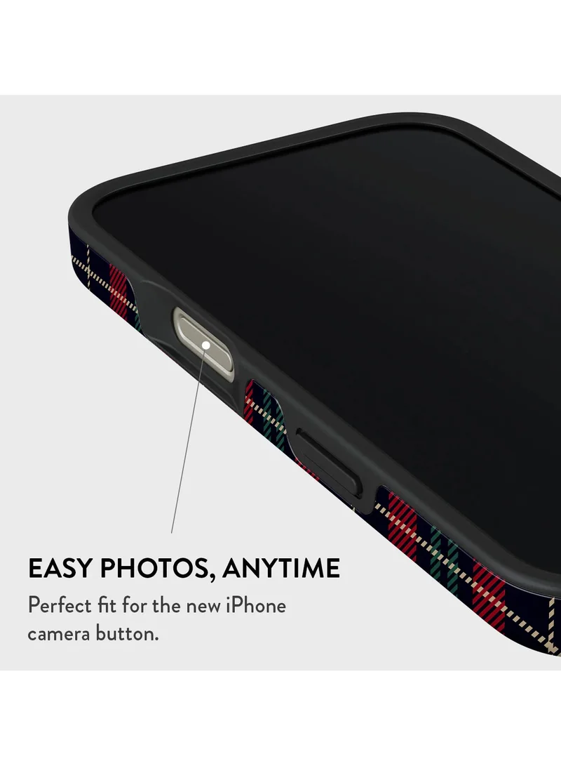 BURGA iPhone 16 Pro Max Case, 2 Piece Hard Shell + TPU Silicone Interior, Shock Absorption, All Port Accessible, Raised Bezel For Screen & Camera Protection, Never Fading HQ Print,Sweater Weather plaid pattern