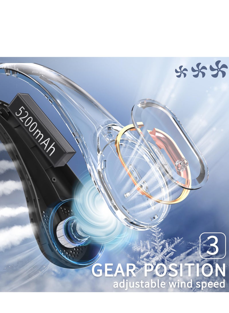 Neck Fan Portable Fan Strong Wind, Upgraded 5200mAh, Upgraded Air Volume,360° Cooling, Quiet, No Hair Twisting, Even Air Volume On Both Sides, Non-Slip Material, Short Charging - Image 4