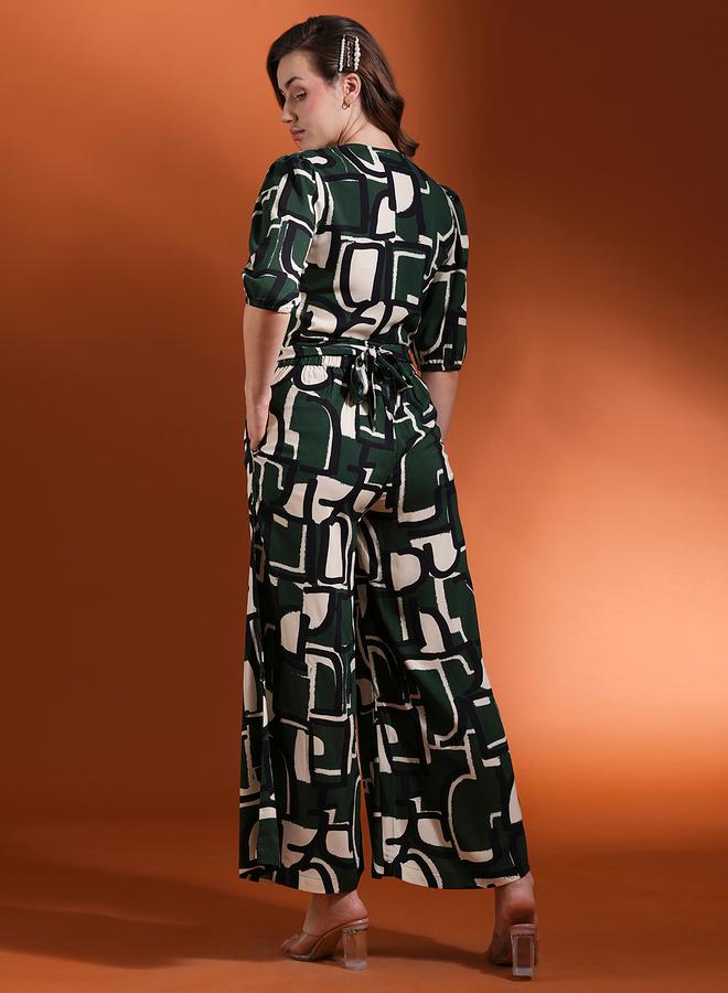 Globus Abstract Print Back Tie-Up Top and Palazzos Co-Ords - Image 3