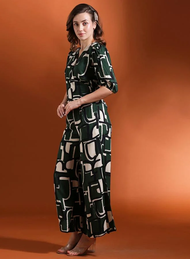 جلو باص Globus Abstract Print Back Tie-Up Top and Palazzos Co-Ords