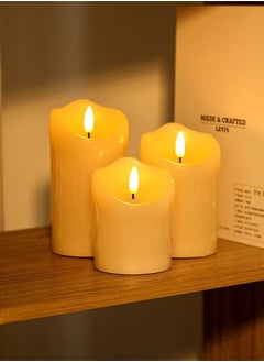ELTRAZONE 3 Piece LED Flameless Candles, LED Pillar Candles for Romantic Ambiance, Battery Operated with Remote Control & Timer, Perfect for Wedding, Festival, Party, and Home Decor (Pack of 3), Classic Ivory  - Image 4