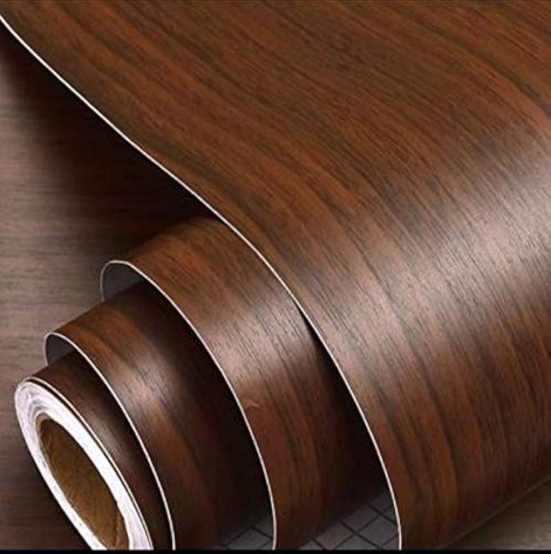 WALLTON Solid Self Adhesive Wood Wallpaper for Furniture,Almirah,Table Top,Kitchen,Cupboard Decal & Door|Kitchen Wall Paper Sticker DIY PVC Self Liner Vinyl Stickers (Dark Brown,16X48 Inch) - Image 1