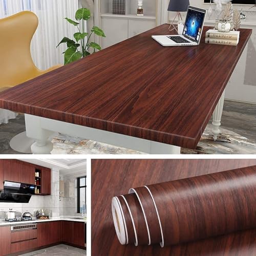 WALLTON Solid Self Adhesive Wood Wallpaper for Furniture,Almirah,Table Top,Kitchen,Cupboard Decal & Door|Kitchen Wall Paper Sticker DIY PVC Self Liner Vinyl Stickers (Dark Brown,16X48 Inch) - Image 3