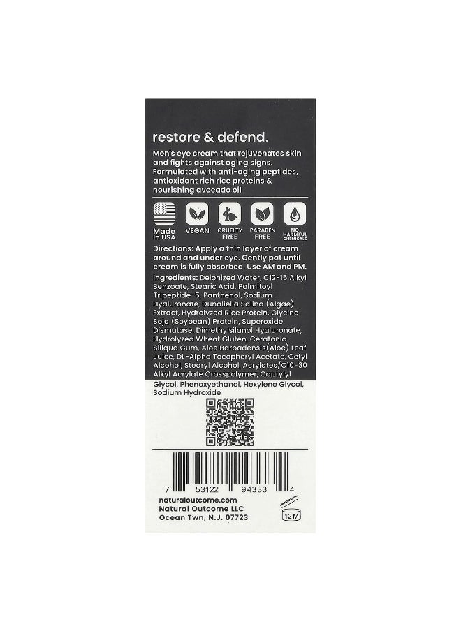 natural outcome Natural Outcome, Man Skin, Restore & Defend Eye Cream, Fragrance Free, 0.5 oz (15 ml)  - Image 3