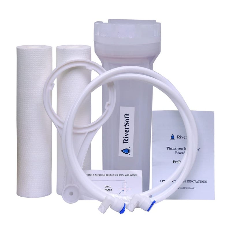 RiverSoft PreRO-in-STR RO prefilter semi-Transparent housing with inbuilt mounting clamp (Semi-Transparent, PP) (PF Assembly with 2 Spun.) - Image 1