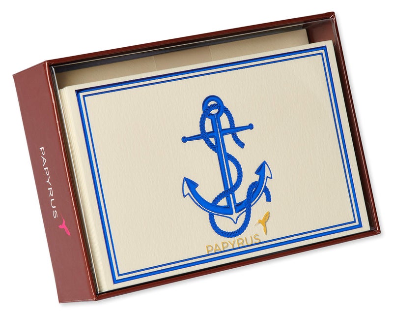 Papyrus Blank Cards with Envelopes, Nautical Anchor (16-Count) - Image 4