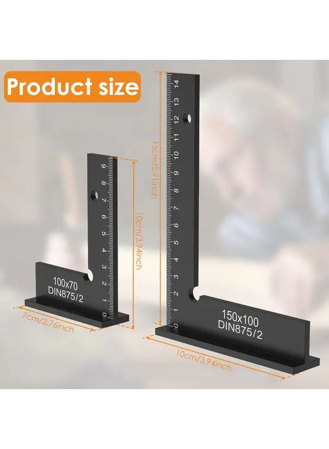 2pcs Aluminum Alloy Engineer Square Ruler 90 Degree Right Angle Carpenter Measuring Tool - Image 3