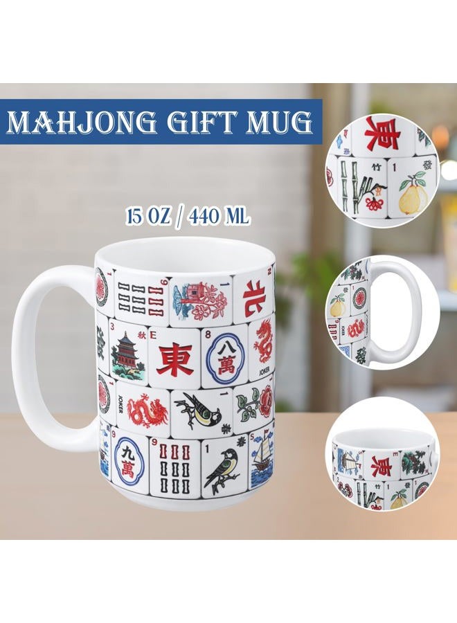 Ferrochef Mahjong Gifts Mug - 15 oz Funny Mahjong Lover Mug Ceramic Coffee Cup for Mom Women Sister Friends Mah Jong Enthusiasts Christmas Birthday Holiday Gift - Image 2