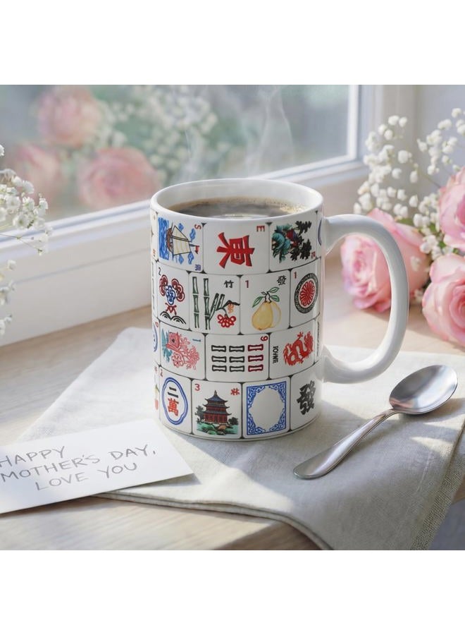 Ferrochef Mahjong Gifts Mug - 15 oz Funny Mahjong Lover Mug Ceramic Coffee Cup for Mom Women Sister Friends Mah Jong Enthusiasts Christmas Birthday Holiday Gift - Image 1
