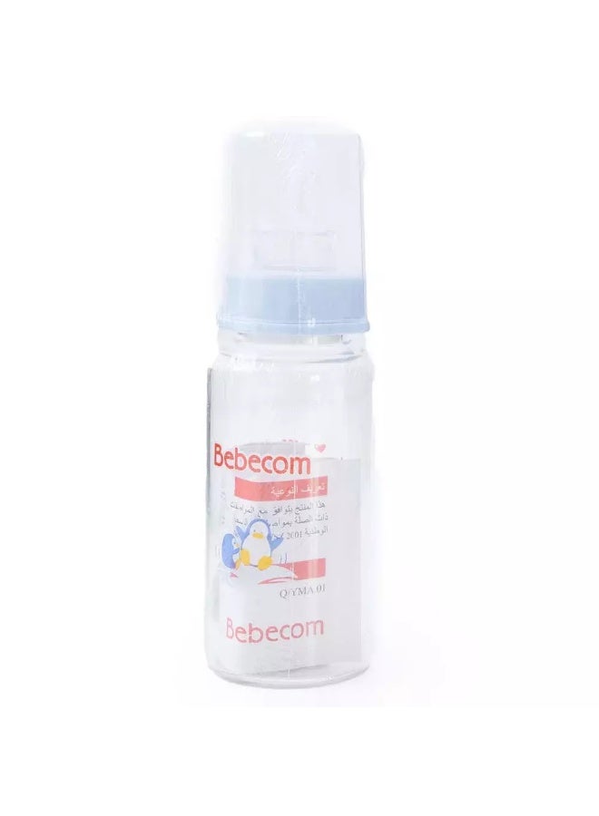 Bebecom Glass Feeding Bottle 125ml (A375), Piece of 1- Blue - Image 2