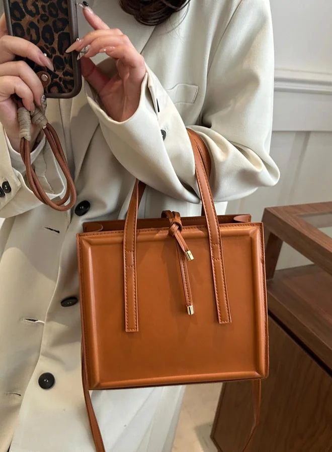 Take Two Brown Shoulder Bag with Zip Closure