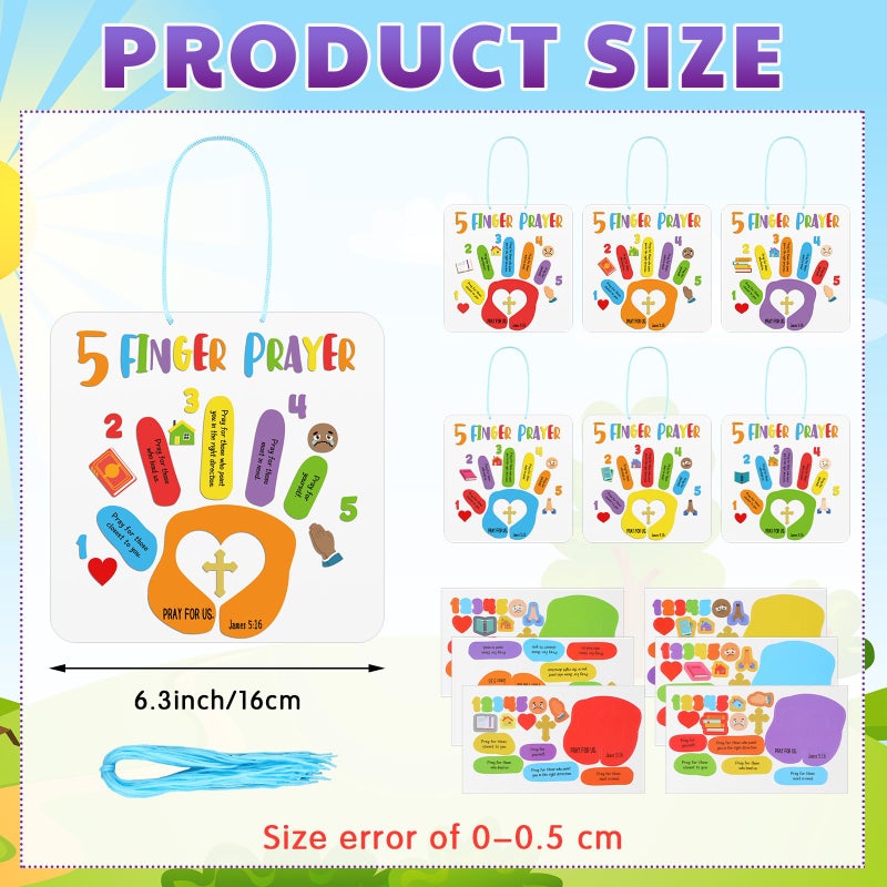 MotiMind 30 Sets 5 Finger Prayer Handprint Craft for Bible Verse DIY Crafts Christian Religious Arts Make Your Own Finger Prayer Gift for Fun Home Activities Party Supplies - Image 2