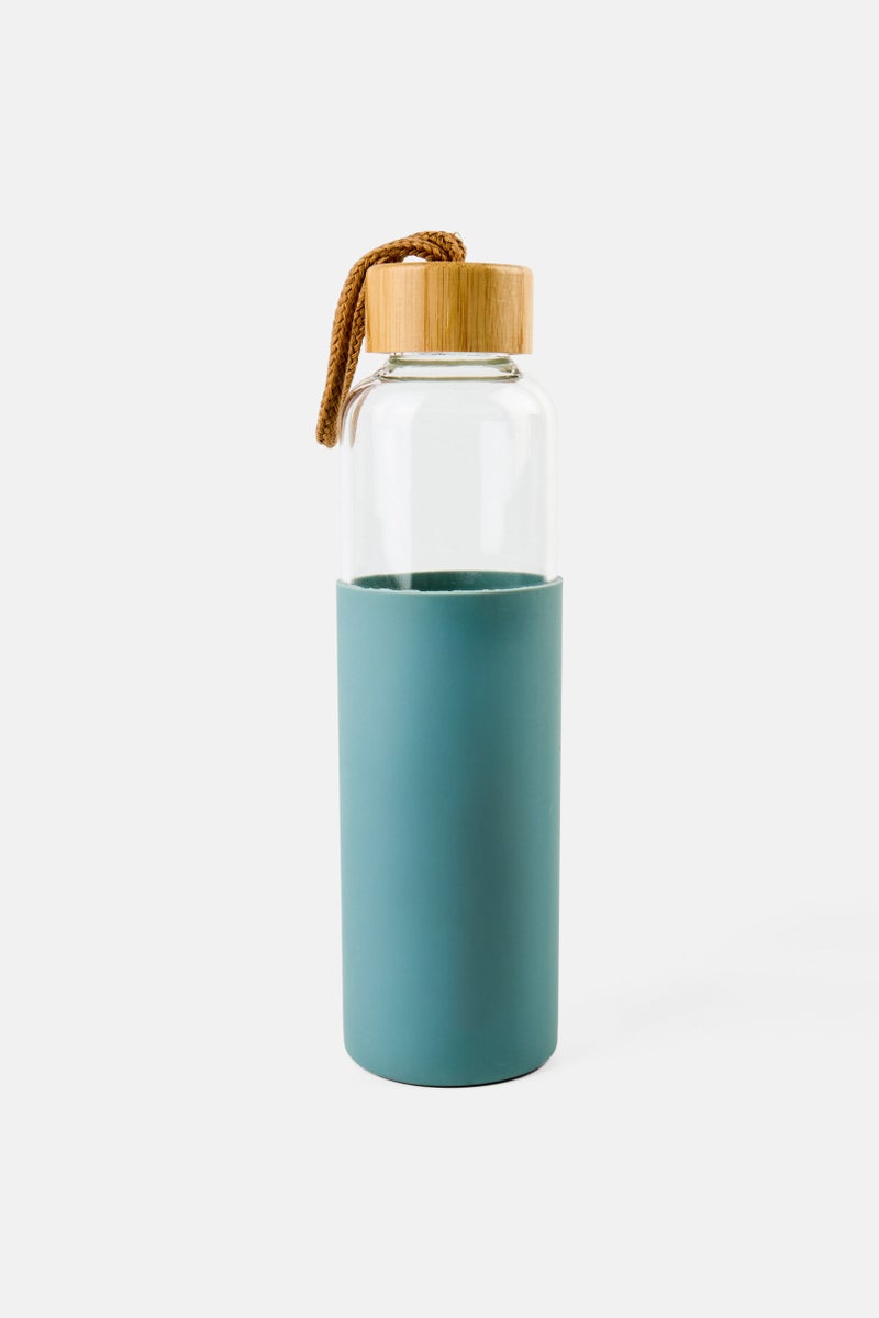 Catherine Malandrino Glass Water Bottle With Silicone Sleeve 550 ml, Turquoise  - Image 1