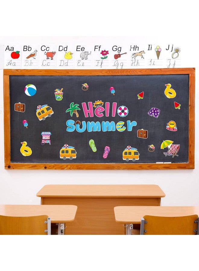 BeYumi 68Pcs Hello Summer Cutouts Summertime Bulletin Board Decoration Set Hawaiian Beach Ice Cream Watermelon Palm Tree Diy Cardstock Paper Cutout Teacher Supplies For Classroom School Kindergarten - Image 4