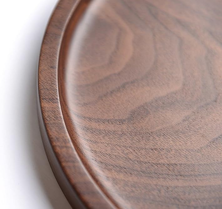 Winterworm Rustic Walnut Wooden Tray Solid Wood Serving Tray Square Rectangle Platter Tea Tray Coffee Table Tray (Round (9x9x0.9 inch)) - Image 4