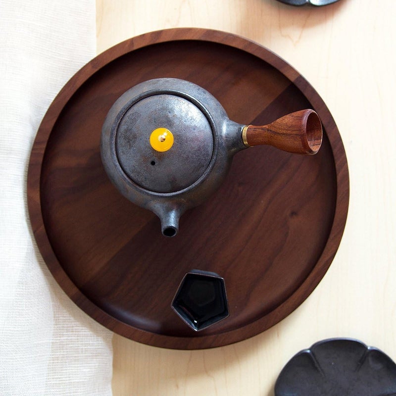 Winterworm Rustic Walnut Wooden Tray Solid Wood Serving Tray Square Rectangle Platter Tea Tray Coffee Table Tray (Round (9x9x0.9 inch)) - Image 2
