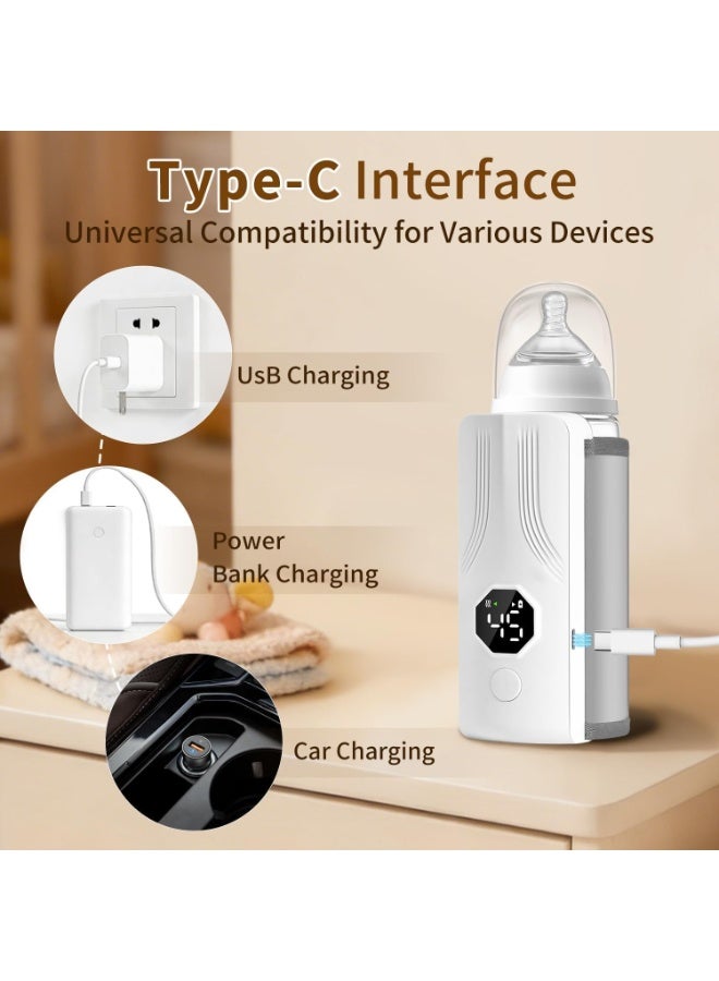 جهاز تسخين زجاجات الرضاعة المحمول - سخان زجاجات حليب قابل لإعادة الشحن عبر منفذ USB مع تحكم قابل للتعديل في درجة الحرارة، جهاز تسخين زجاجات السفر لحليب الأم والحليب الصناعي وتغذية الأطفال - Image 5
