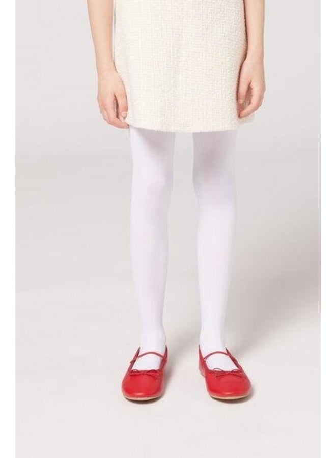 Moody High-Quality White Cotton Tights for Girls - Image 3