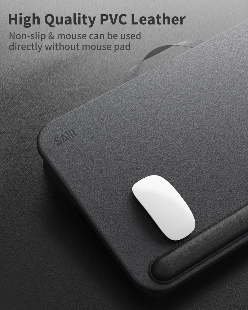 سايجي طاولة كمبيوتر محمول - تناسب أجهزة الكمبيوتر المحمولة حتى مقاس 17 بوصة، وطاولة خفيفة الوزن مع وسادة معصم جلدية ناعمة، وحامل شاشة خارجي، وطاولة كمبيوتر محمول مع وسادة للمكتب المنزلي/الألعاب على الأريكة - Image 4