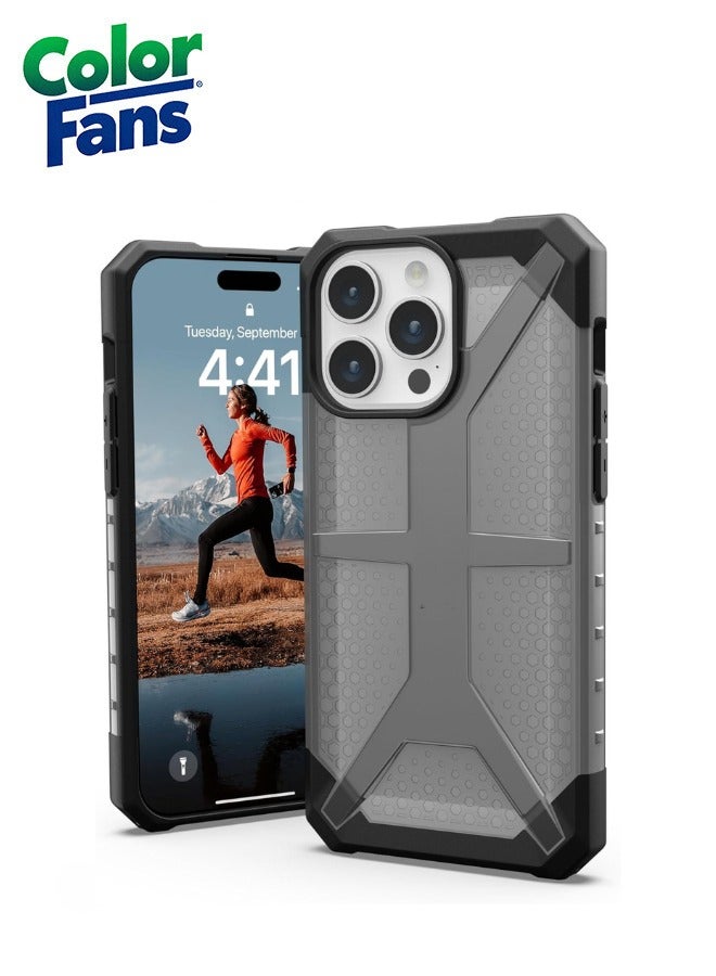 Color Fans Plasma iPhone 14 Pro Max Case Translucent Lightweight Slim Shockproof Transparent Protective Cover Ash - Image 1