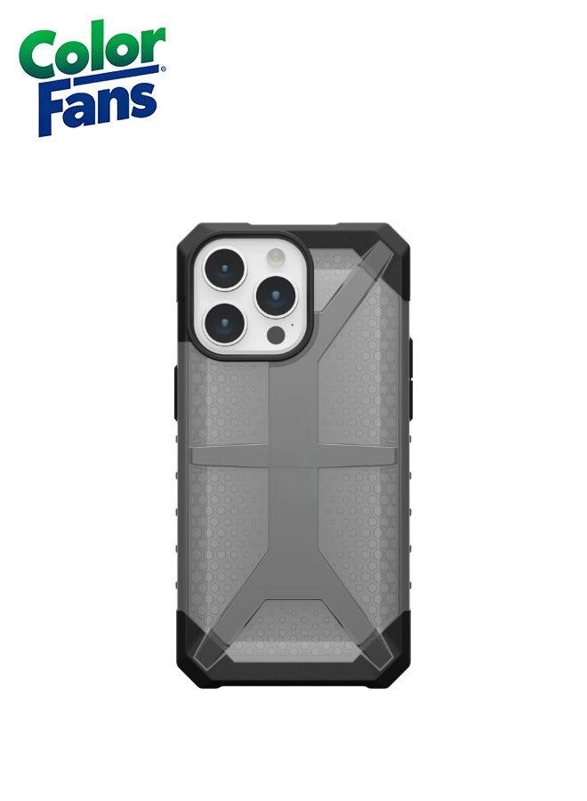 Color Fans Plasma iPhone 14 Pro Max Case Translucent Lightweight Slim Shockproof Transparent Protective Cover Ash - Image 2