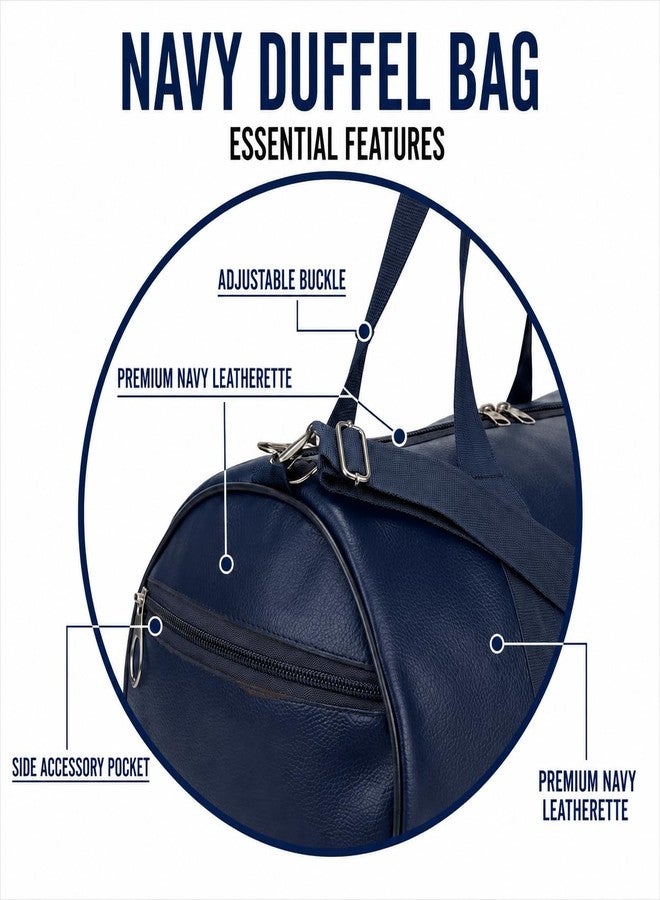 FIT FOCUS Gym Bag 20L Leather Trendy & Classic Duffle Bag for Men & Women Leather Bag with Shoulder Strap Sports Bag Yoga & Travel Bag for Boys & Girls Duffle Bag & Travelling Bag Outdoor (Blue) - Image 2