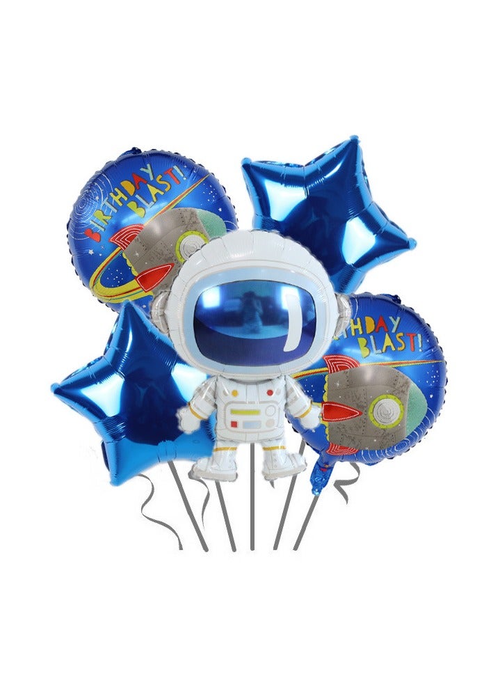 Astronaut Package Combo Kids Cartoon Birthday  Banquet Decoration Spaceship Aluminum Balloon Decoration  Multicolor - 1553