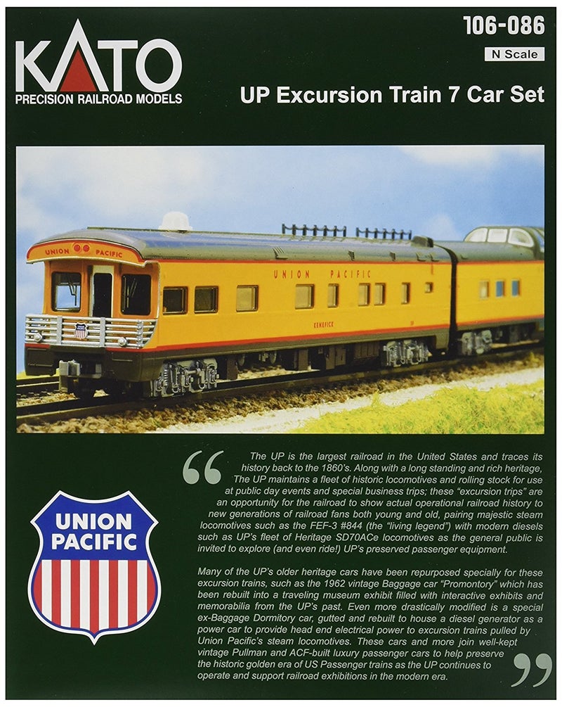 Kato USA Model Train Products N Scale Union Pacific Excursion Train 7Car Set - Image 2