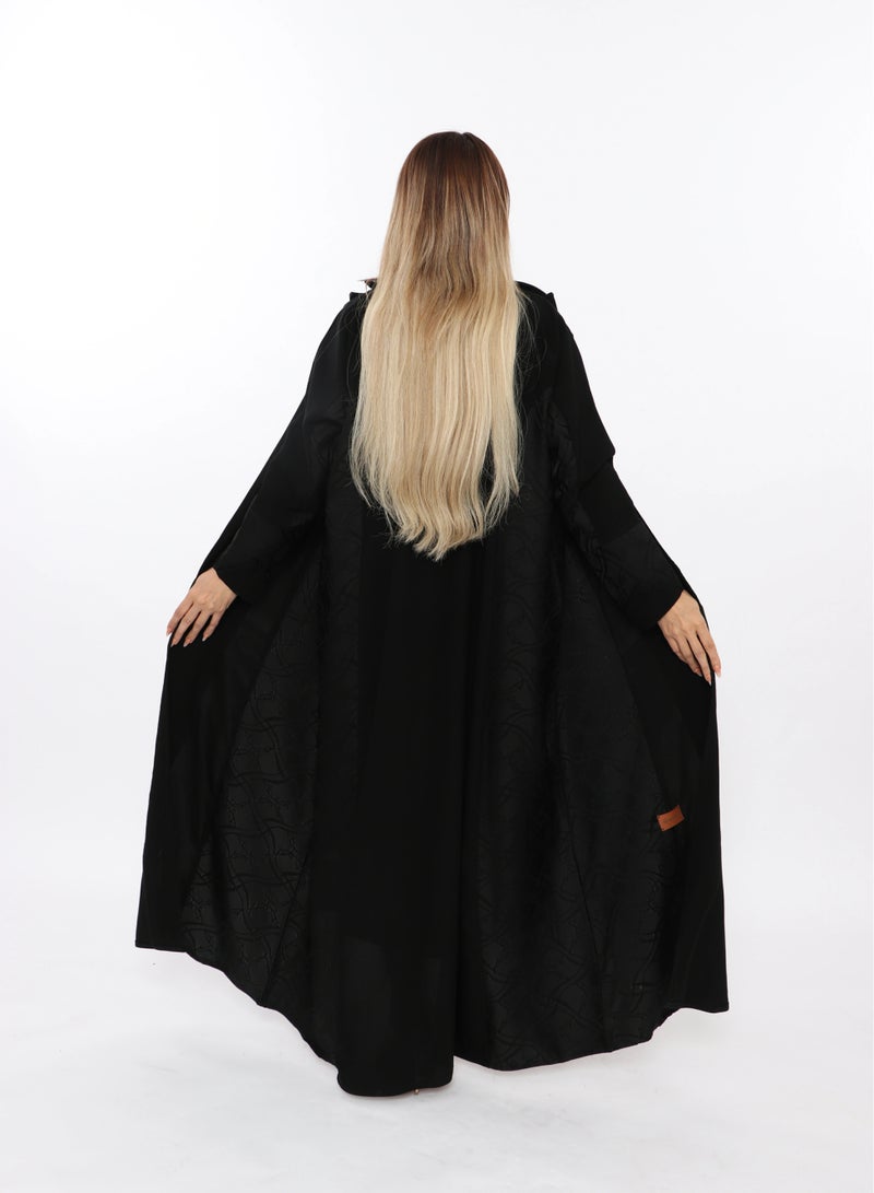 MyesuQ Elegant Black Abaya With Hand Embroidery - Image 2