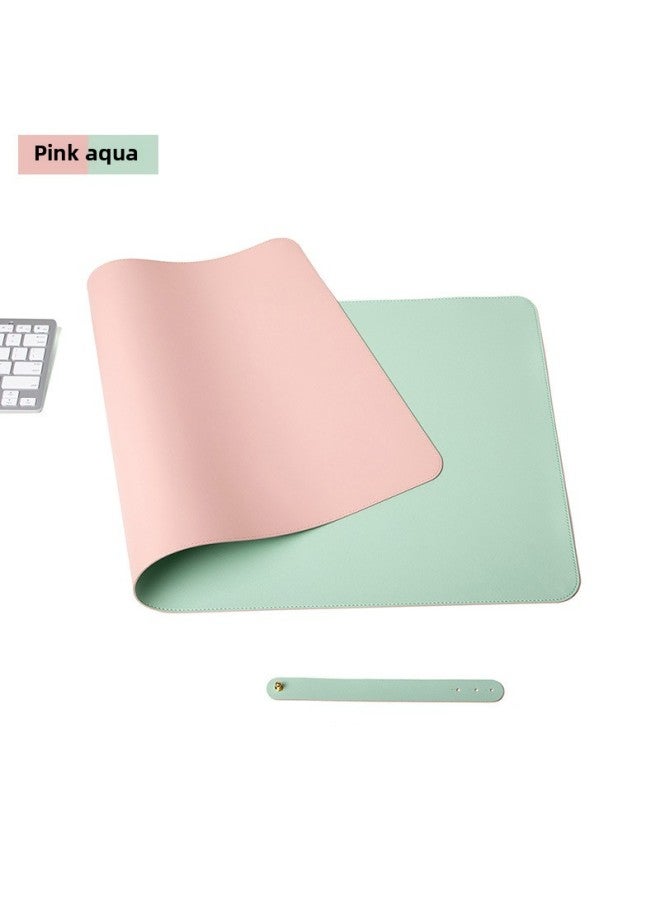 Extra Large Computer Desk Mat Waterproof Leather Mouse Pad Logo Customizable Dining Table Placemat Digital Pattern-Color:90*45cm-Pattern:Double-sided = Pink + Water Green  - Image 1