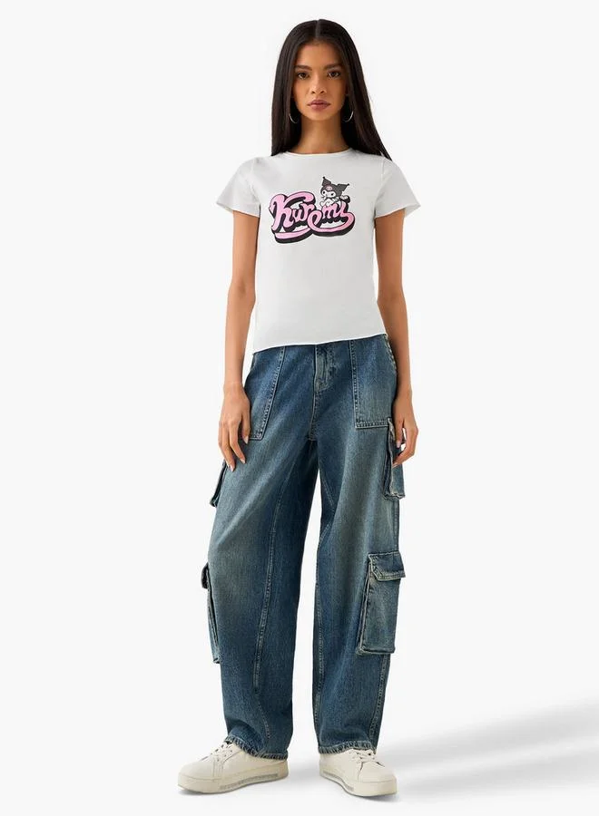 SP Characters Kuromi Print T-shirt with Round Neck