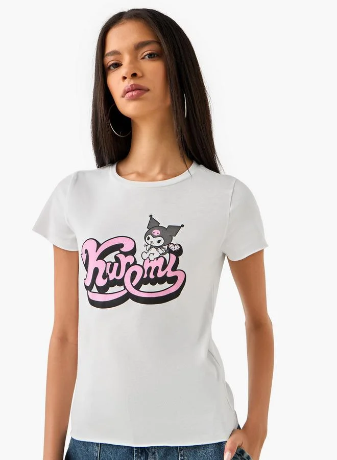 SP Characters Kuromi Print T-shirt with Round Neck