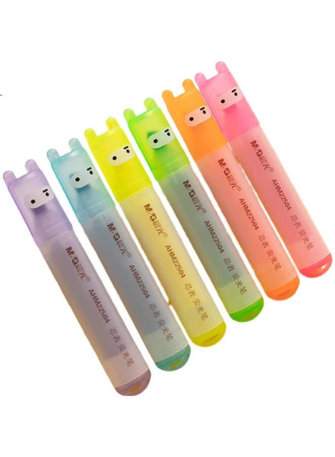M.G أدوات مكتبية تشينغوانغ (M&G)، 6 ألوان من أقلام التمييز ذات الرأس الواحد، أقلام تمييز عالمية للمكتب والطلاب، سلسلة نينجا من أقلام التدوين والرسم الصغيرة، 6 أقلام/علبة Ahm22504 - Image 2