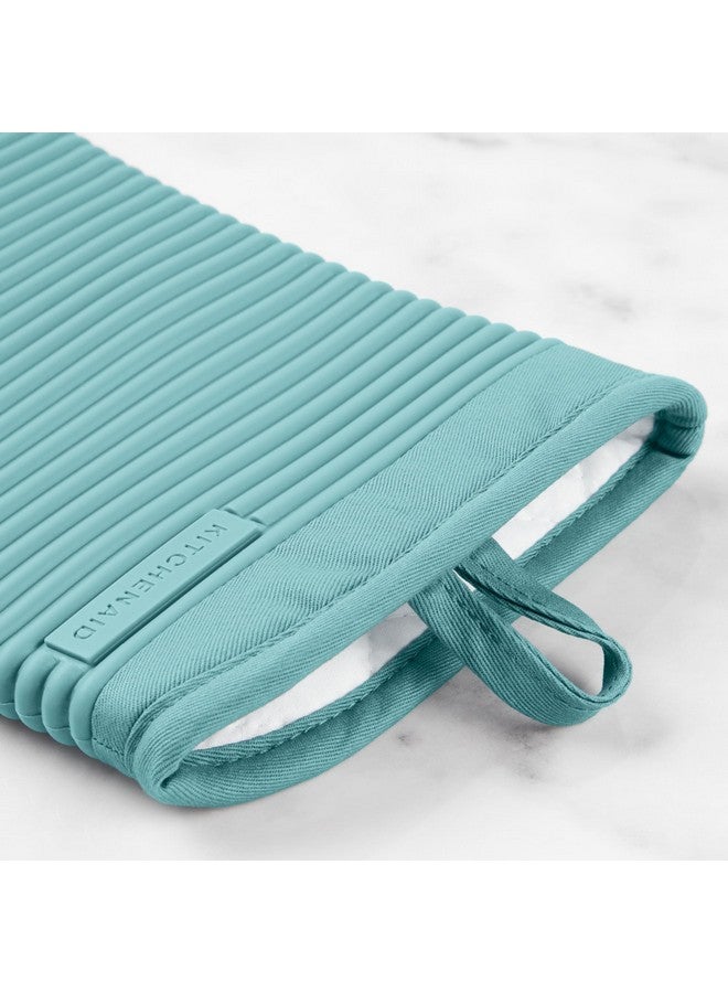 KitchenAid KitchenAid Ribbed Soft Silicone Oven Mitt 2-Pack Set, Mineral Water Aqua, 7.5"x13"  - Image 5