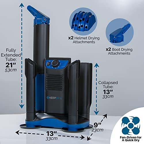 KeepDry Forced Heat Boot Dryer Heavy Duty Shoe Dryer with Heat Switch Timer Quickly Dry Garments Collapsible Drying Tubes - Image 3