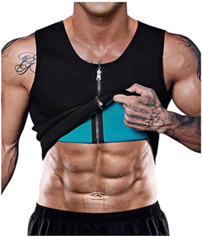 Men Sauna Sweat Vest Weight Loss Waist Trainer Vest Neoprene Tank Top Shapewear Slimming Shirt Workout Suit For Men Ramadan gifts, M
