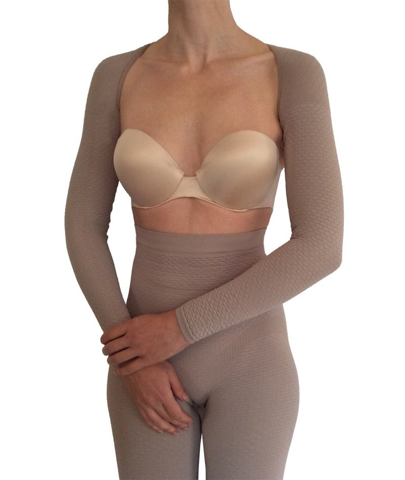BIOFLECT® Compression Arm Sleeves with Far Infrared Therapy - Sand S/M - Image 1