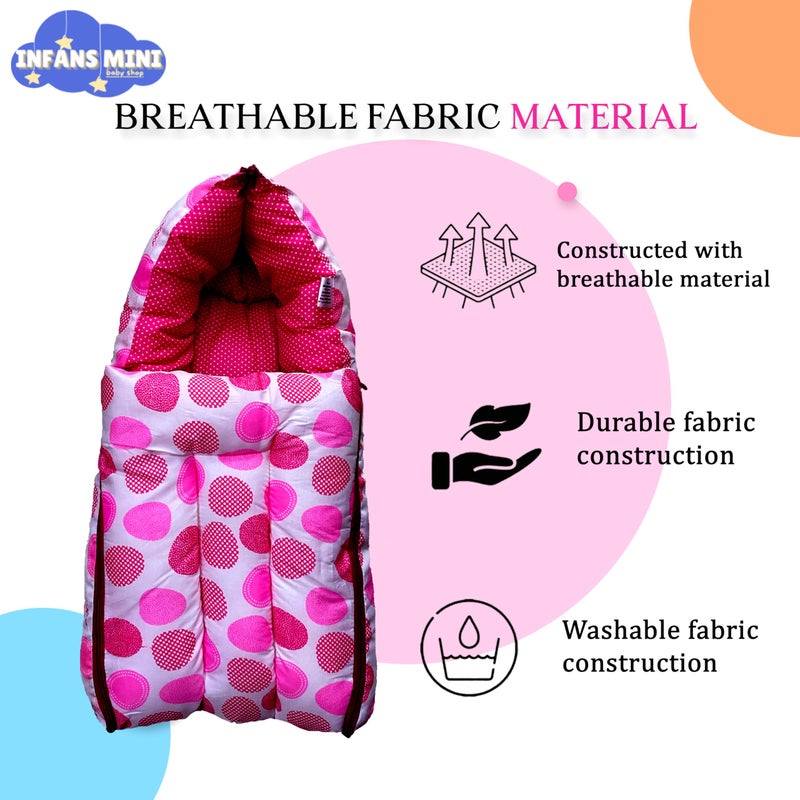 Infans Mini سرير أطفال إنفانس ميني أوفالي 3 في 1 سرير قطن للأطفال مع حقيبة نوم مطبوعة - سرير أطفال - محمول للأطفال للذكور والإناث سهل الحمل، خفيف الوزن للأطفال حديثي الولادة من 0-4 أشهر (وردي) - Image 5