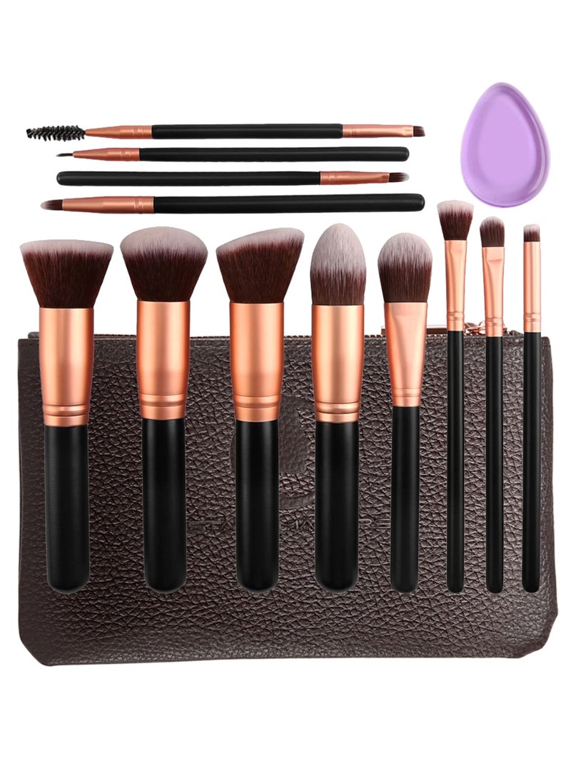 12-Piece Makeup Brush Set With Bag And Puff Multicolour - Image 1