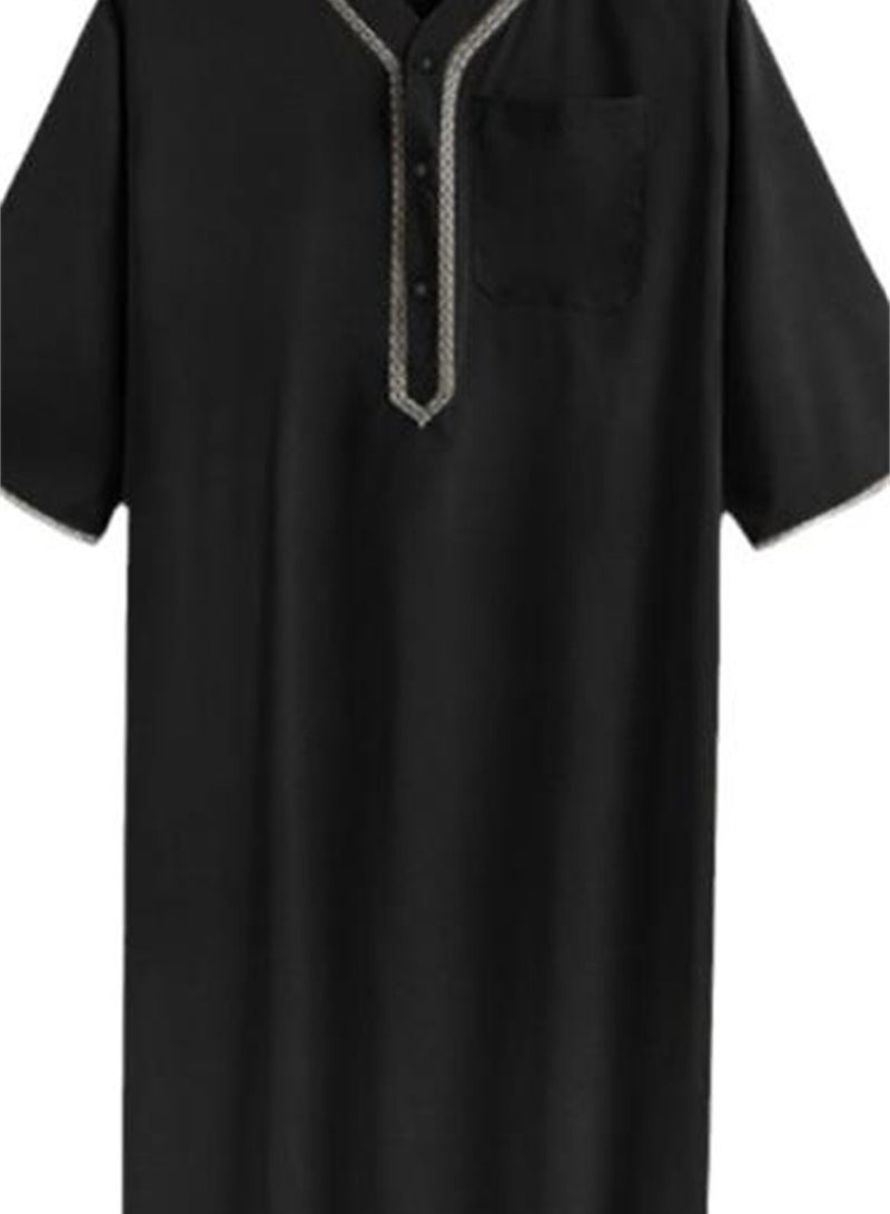 Muslim Men's Loose Abaya Button-Up Shirt - Image 5