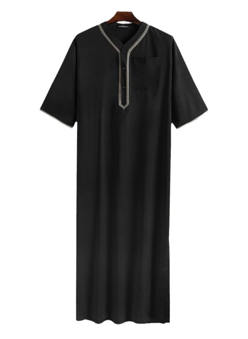 Muslim Men's Loose Abaya Button-Up Shirt - Image 1