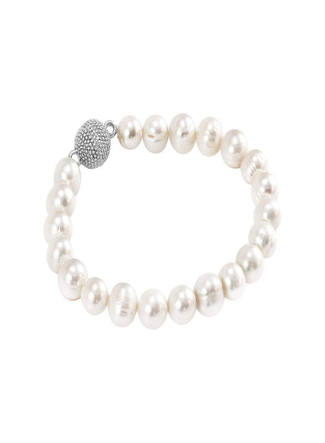 AeraVida Elegant String of Cultured Freshwater Pearl Sterling Silver Clasp Bracelet | Cute Pearl Bracelet for Women | Fashion Jewelry - Image 2