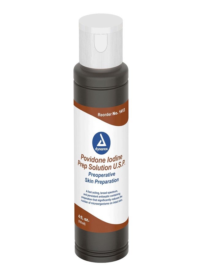 Dynarex Povidone-Iodine Prep Solution, Antiseptic Solution for Skin and Mucosa, Ideal for Surgical Site Preparation, Contains Povidone Iodine 10%, 4 fl. oz., 1 Bottle - Image 1