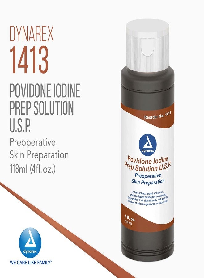 Dynarex Povidone-Iodine Prep Solution, Antiseptic Solution for Skin and Mucosa, Ideal for Surgical Site Preparation, Contains Povidone Iodine 10%, 4 fl. oz., 1 Bottle - Image 3