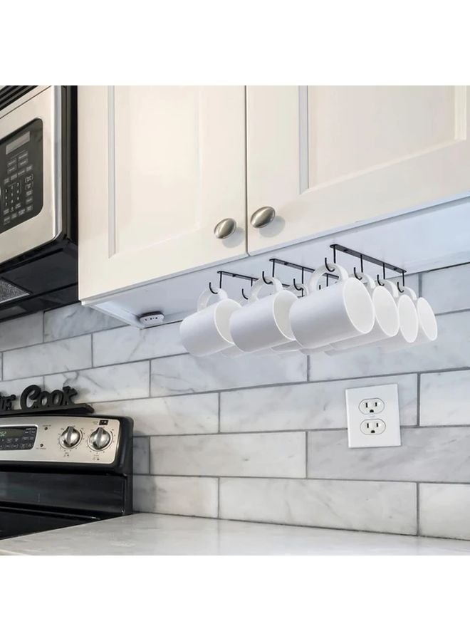 مجموعة علاقات الأكواب السوداء تحت الخزانة من 3 حوامل أكواب قهوة معدنية مع 12 خطافًا - Image 5