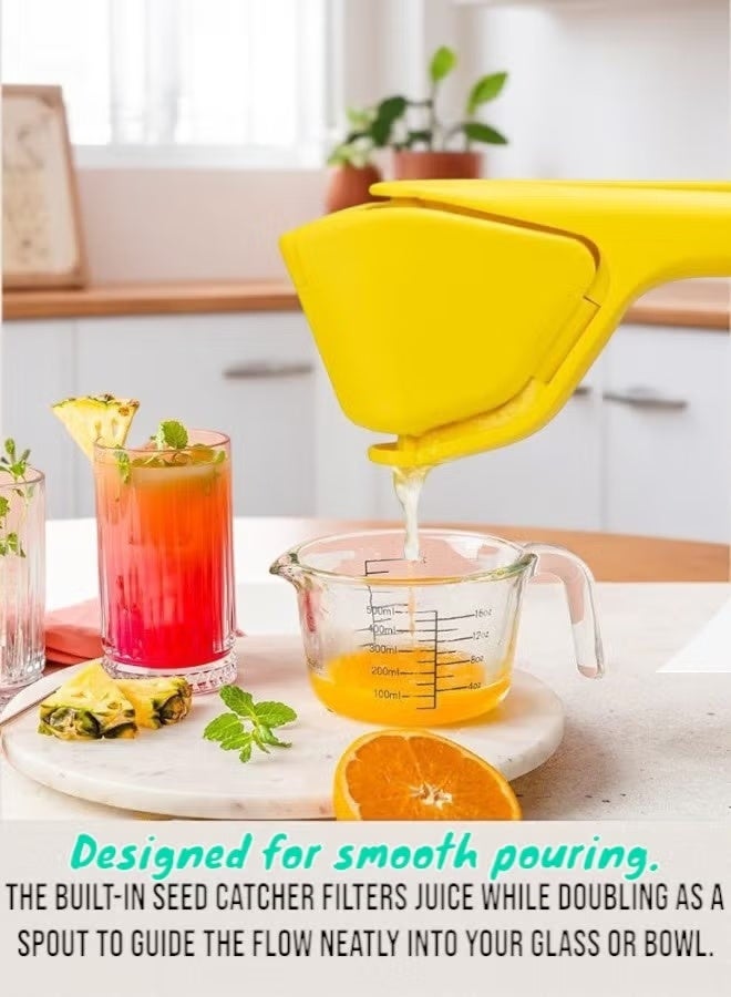 عصارة ليمون قابلة للطي، عصارة حمضيات وليمون يدوية مع مصفاة مدمجة، ضغط سهل باليدين، تصميم مسطح موفر للمساحة، أداة مطبخ محمولة (قطعة واحدة) - Image 4