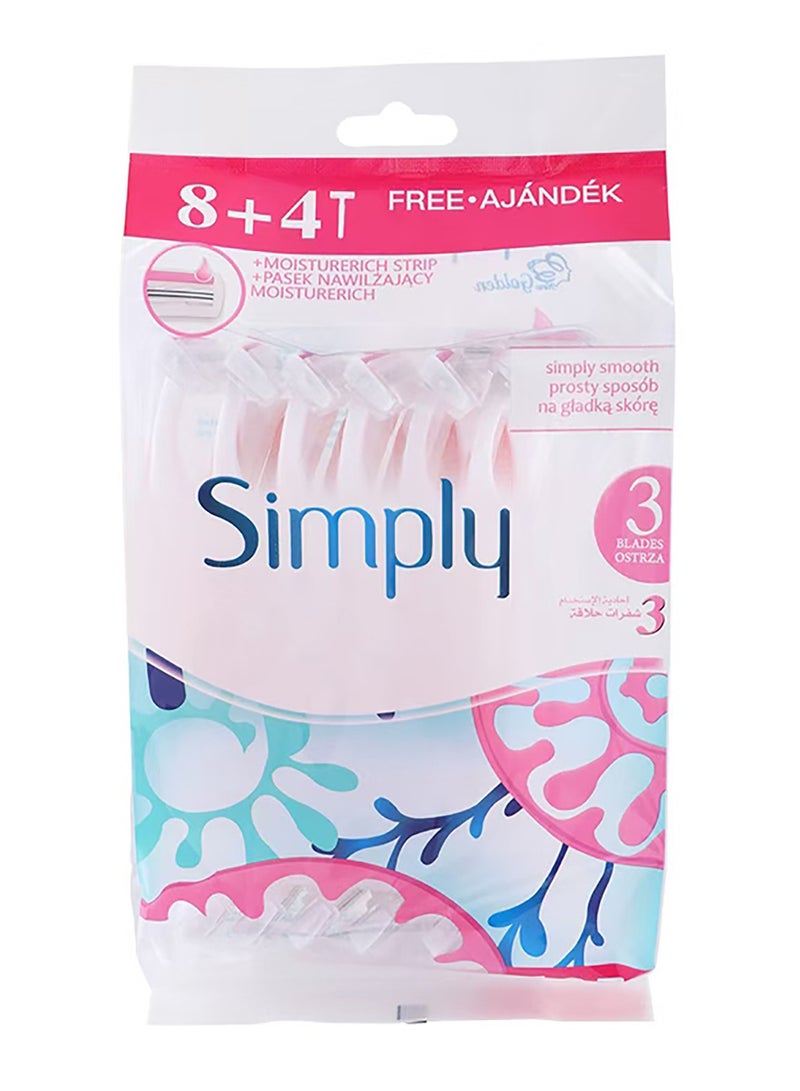 سيمبلي أمواس سيمبلي مكونة من 8+4 قطع وردي - Image 1