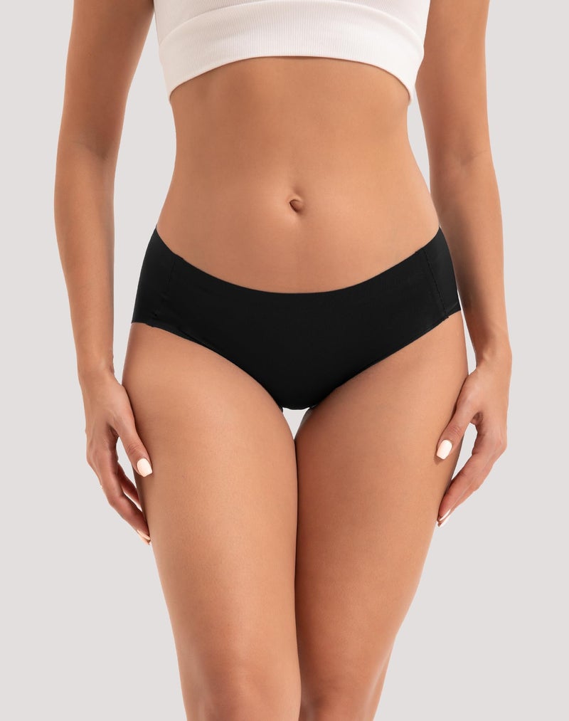 INNERSY Women's Seamless Underwear No Show Invisible Lightweight Hipster Panties 5-Pack(Black,Large) - Image 2