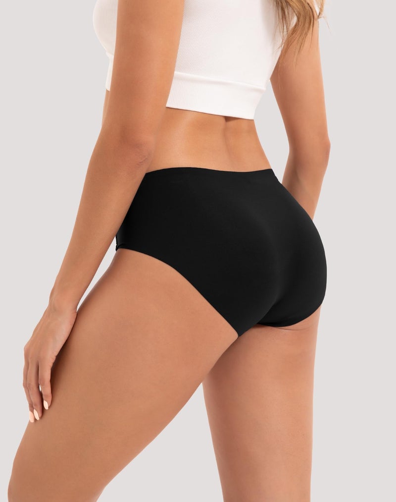 INNERSY Women's Seamless Underwear No Show Invisible Lightweight Hipster Panties 5-Pack(Black,Large) - Image 4