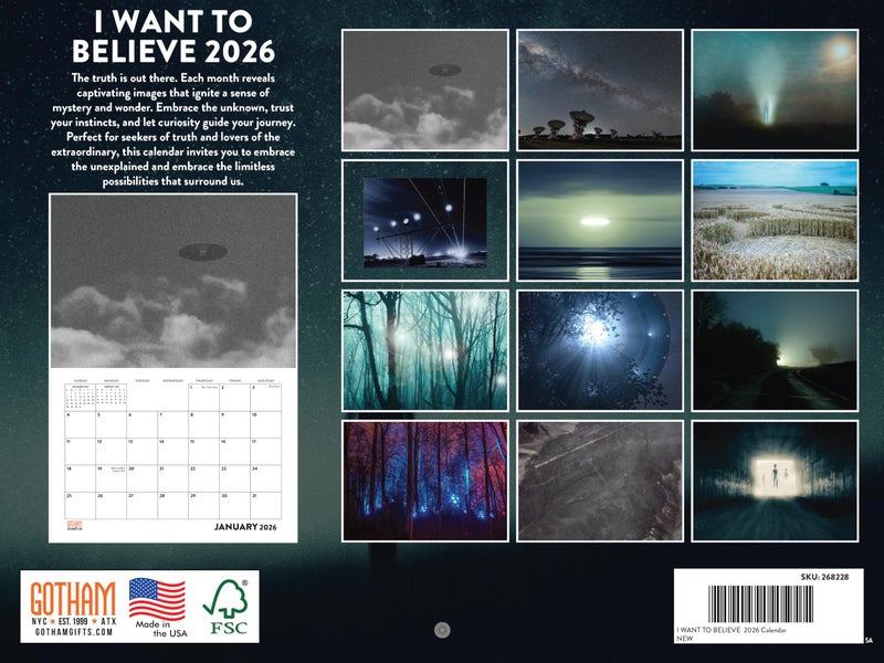 Poster Foundry I Want to Believe UFO Calendar 2026 Aliens Monthly Wall Calender 12 Month | American Made In The USA - Image 2